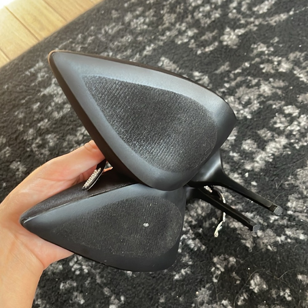 Satin Pointed Toe Pump With Sparkly Strap - image 2